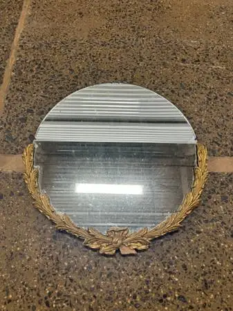 Antique gold leaf plaster French 24” round mirror