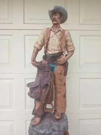 Large 3ft high Vintage Universal Statuary Cowboy Statue made in 1985