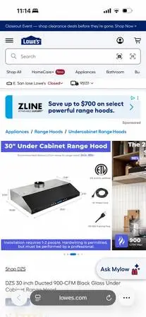 **Brand new in box** dzs 30inch ducted 900cfm range hood