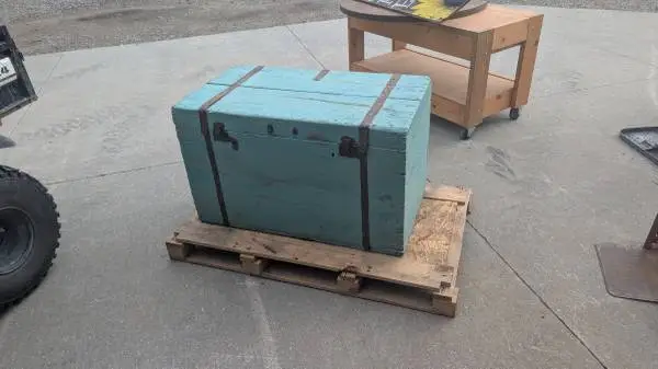 Large wooden steamer or carpenters trunk
