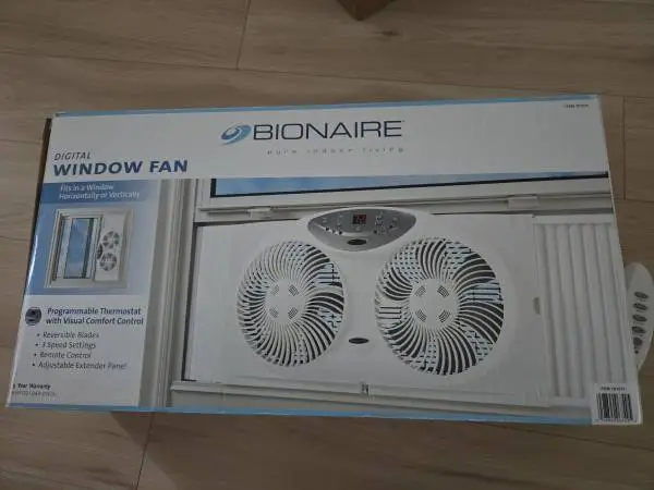 Reduced! Bionaire Digital Twin Window Fan w/ Remote & Thermostat