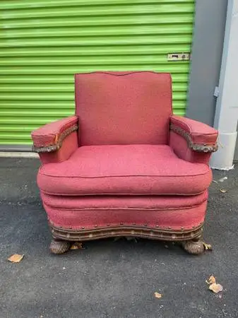 Antique vintage mahogany framed arm chair with modern slip cover