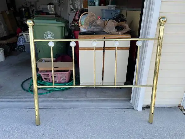 Queen Brass Headboard with Floral Finials