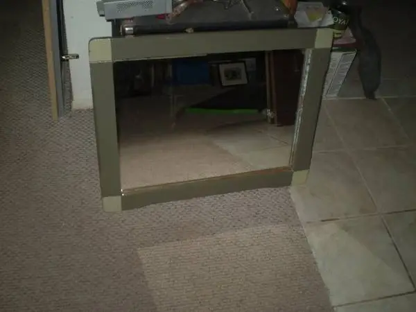 Old Folk Art Frame w/Thick Glass Mirror 28&1/2 x 22&1/2
