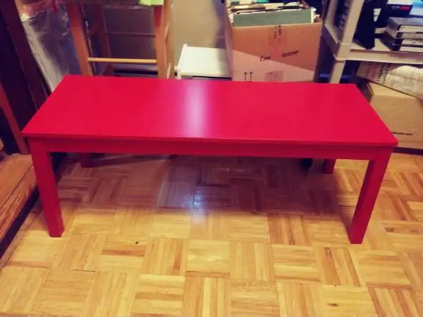 Sturdy Red Wooden Bench