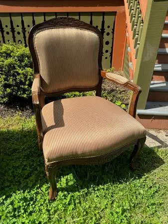 Vintage French striped arm chair