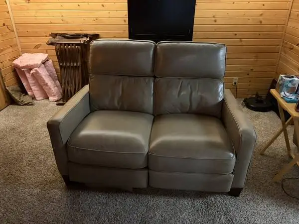 Top Grain Leather Power Reclining Loveseat with Power Headrest