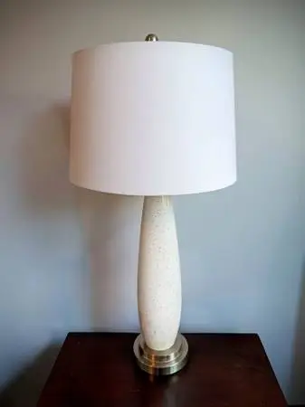 Quinn Table Lamp – Modern Glass Base with Brushed Nickel Accents