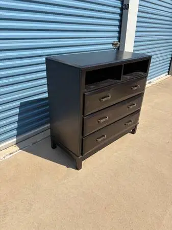Beautiful Black 3 Drawer TV Stand/Media Center/Dresser w/ Shelves