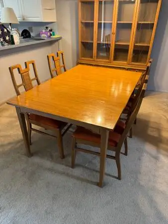 Vintage Solid Wood Dining Table and Chairs