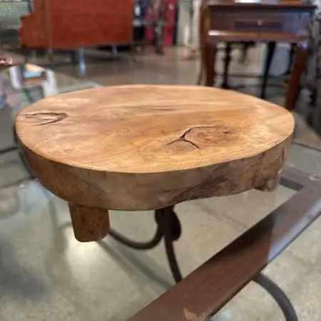 Round Carved Wood Tray-11.5X12X3.5H