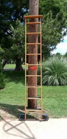 Antique I.D. Cotterman Solid White Oak Rolling Library Ladder,