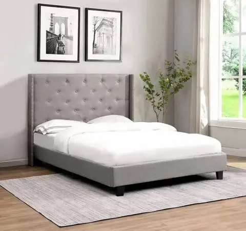 BRAND NEW UPHOLSTERED BED WITH PLUSH MATTRESS (FREE DELIVERY)