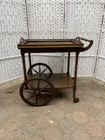 Vintage mahogany tea/ bar cart