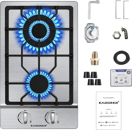 NEW 12 inch Gas Cooktop NG/LPG Convertible Dual Burner Propane Sealed