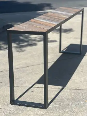 Reclaimed redwood bar table