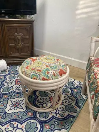 Vintage 1970s Rattan Footstool