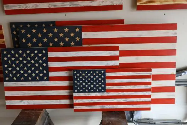 Custom Made Wooden Flags, American, Blue Line, Veteran Made