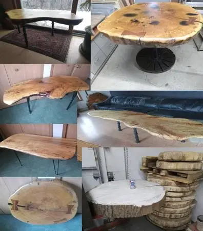 Large log timeline tables+ tops 2ft-42inch diameter and maple tables