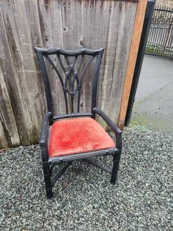 Vintage Antique Chinoise Faux-Bamboo Art Deco Accent Chair 20s 30s