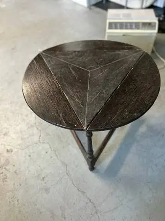 Vintage solid wood side or accent table with dropped leaves