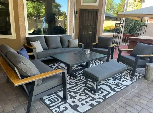 Dark Gray Aluminum Outdoor Patio Conversation Set *New*