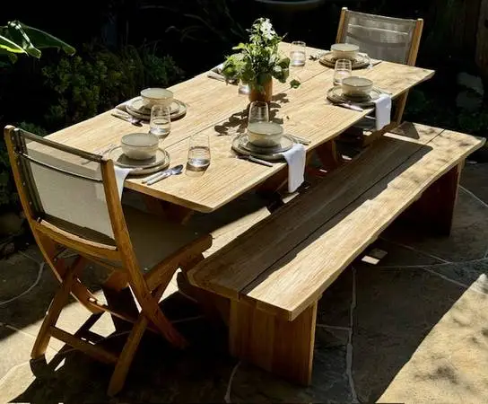 Live Edge solid teak outdoor tables. Locally made !