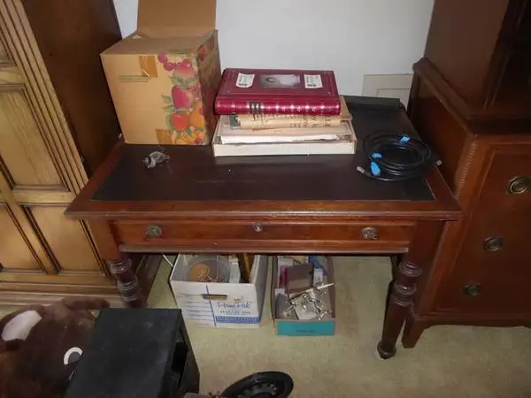 Vintage table with leather top