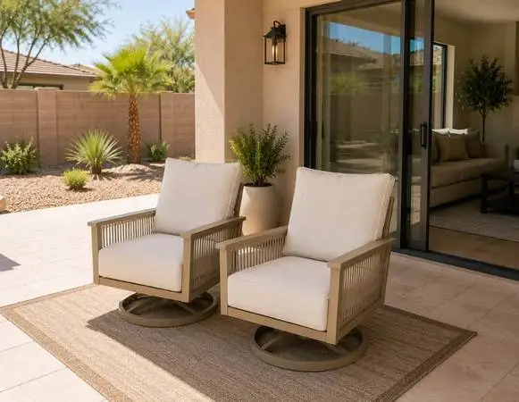 Aluminum Beige Outdoor Patio Swivel Chairs *New*