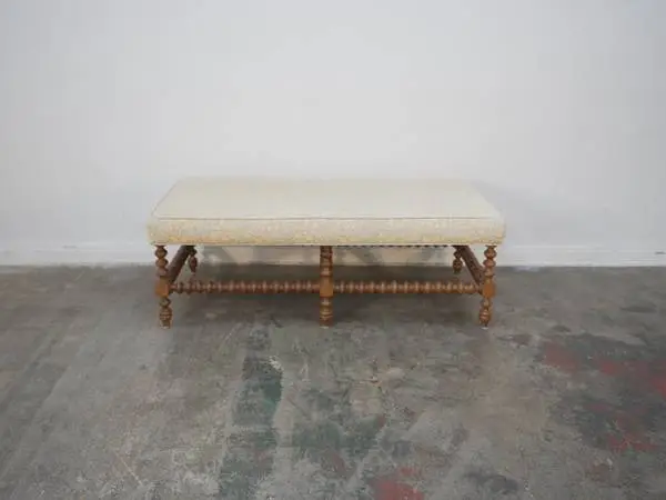 Custom Bench Ottoman with wood turned legs $599.00 58Wx27D X21 H