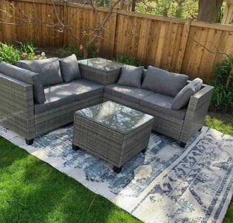 Gray Outdoor L Shape Patio Furniture Storage Set *New*