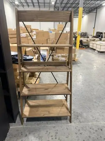 Saracina 68.25 Boho 4 Tier Solid Wood Ladder Bookshelf Plant Stand