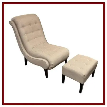 Contemporary Upholstered Lounge Chair And Ottoman, Set