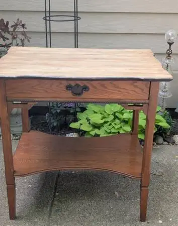 Antique Wood Side Table with Drawer o