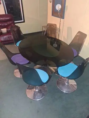 Antique space age Chromcraft table & 6 chairs set!