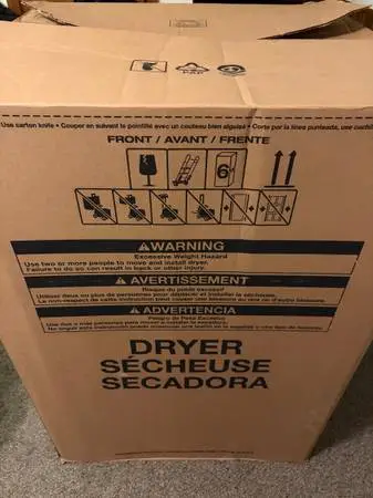 New still in the box whirlpool gas dryer