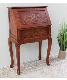 Secretary Desk Hand Carved Walnut  NEW ret $400