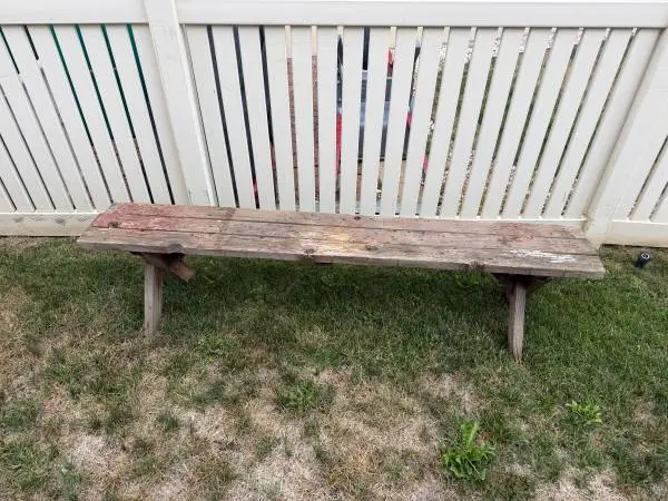Vintage patio bench - wood  - can deliver.  Well-constructed.