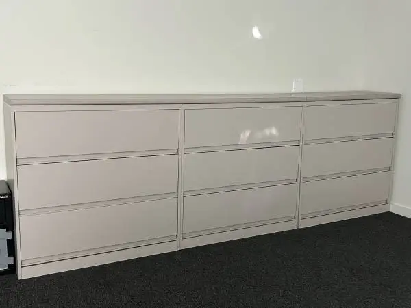 Steelcase Heavy Duty 3-Drawer Metal Lateral Filing Cabinets – Grey