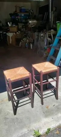 cane stools set of two