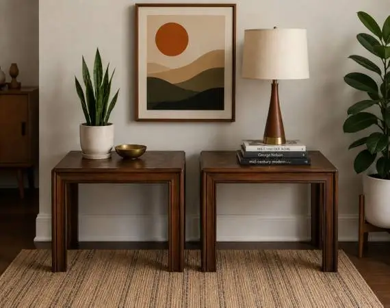 LANE BURLED WALNUT SOLID WOOD SIDE TABLES