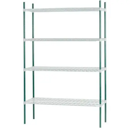 3&4 shelf 36,48w 40,55H Green/chrome 800lb/shf cap Shelving Wire Rack