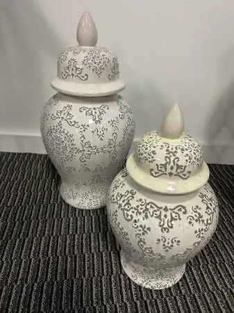 19 and 15 Ceramic Jars with lids