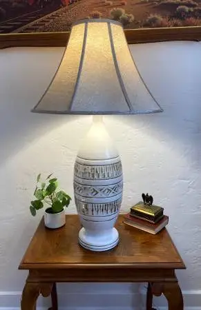 MCM Tall Off-White Ceramic Table Lamp