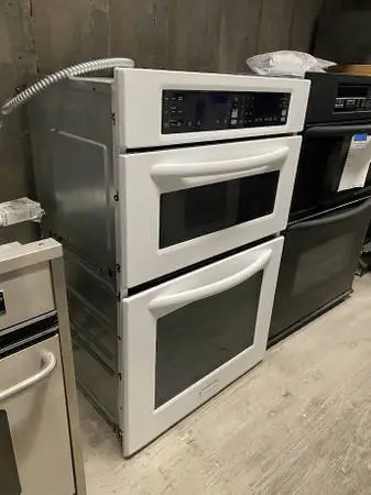 White KitchenAid Wall/Microwave Oven Combo Model #KEMS378SWH02 Used