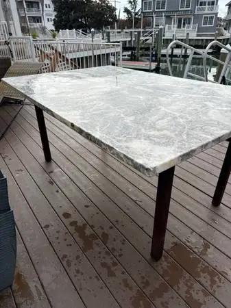 Marble table 4’x6” Double thick with metal base not attached