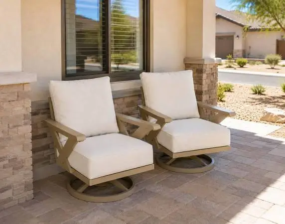 Pair of Aluminum Outdoor Patio Swivel Chairs *New*