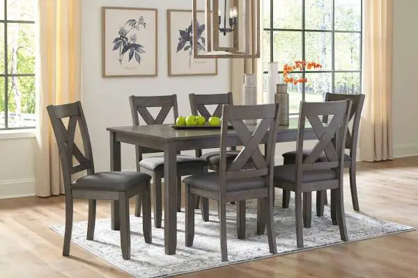 New dining table set with 6 padded chairs
