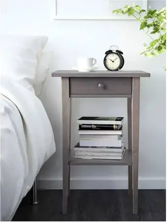 Hemnes Gray Side Table With Shelf
