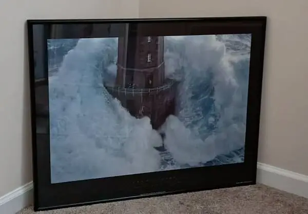 French Lighthouse Stormy Ocean Wave Framed Poster